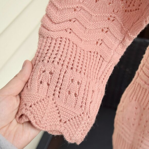 Women Pink Long Sweater - a. YiLian Sz S 阿依莲 - Picture 5 of 6